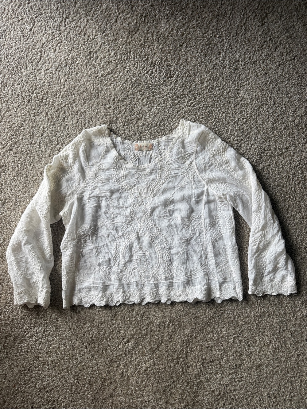 Altar'd State Women’s White Embroidered Boho Lace Blouse Small